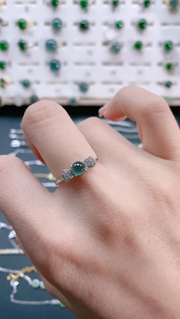 【闪购商品】翡翠戒指银S925镶嵌天然翡翠