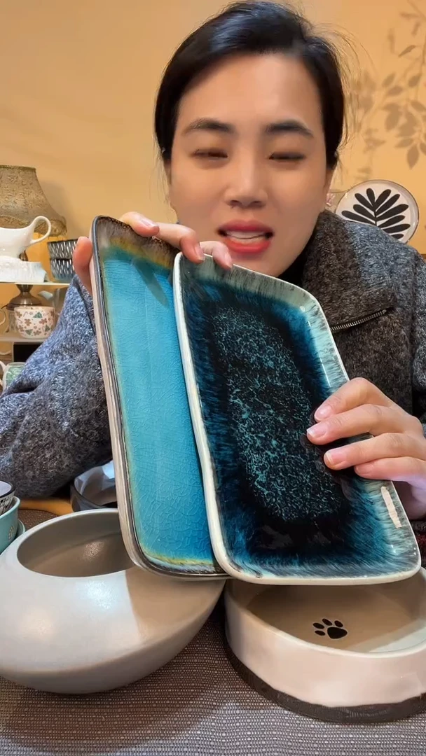 【闪购商品】瓷片瑕疵款 2个异形9.5英寸长盘介意勿拍