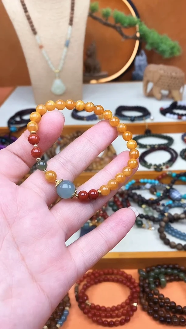 未镶嵌蜜蜡手链06老蜡单圈