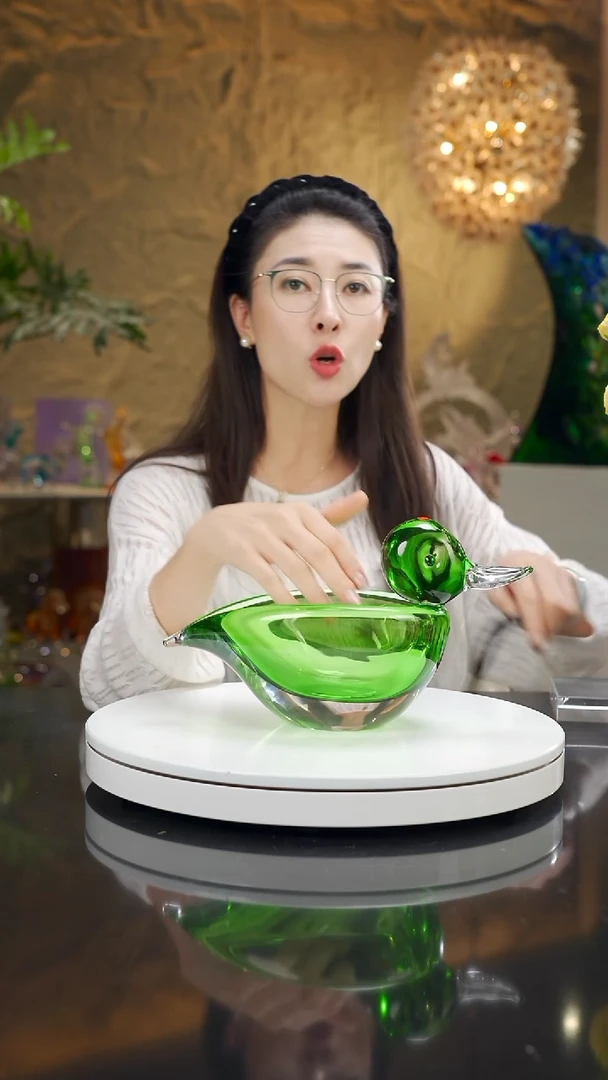 手工艺品琉璃祖母绿小鸭子果碗