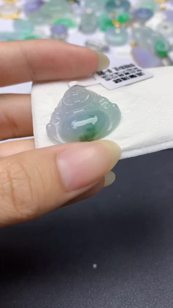 颈饰18K金镶嵌翡翠天然缅甸a货翡翠百元以上9元证书费自理