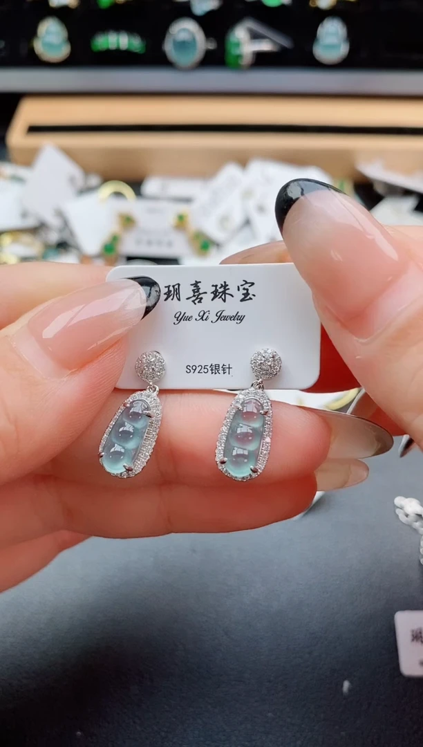 银S925镶嵌戒指翡翠1