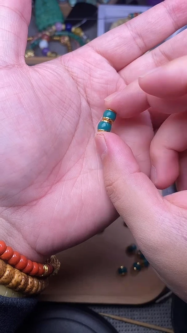 手工艺品琉璃精工镶嵌老油绿汉堡卡6+mm 一对发