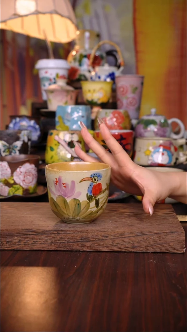 杯子陶泥垚手作 景德镇手工手绘陶瓷器物