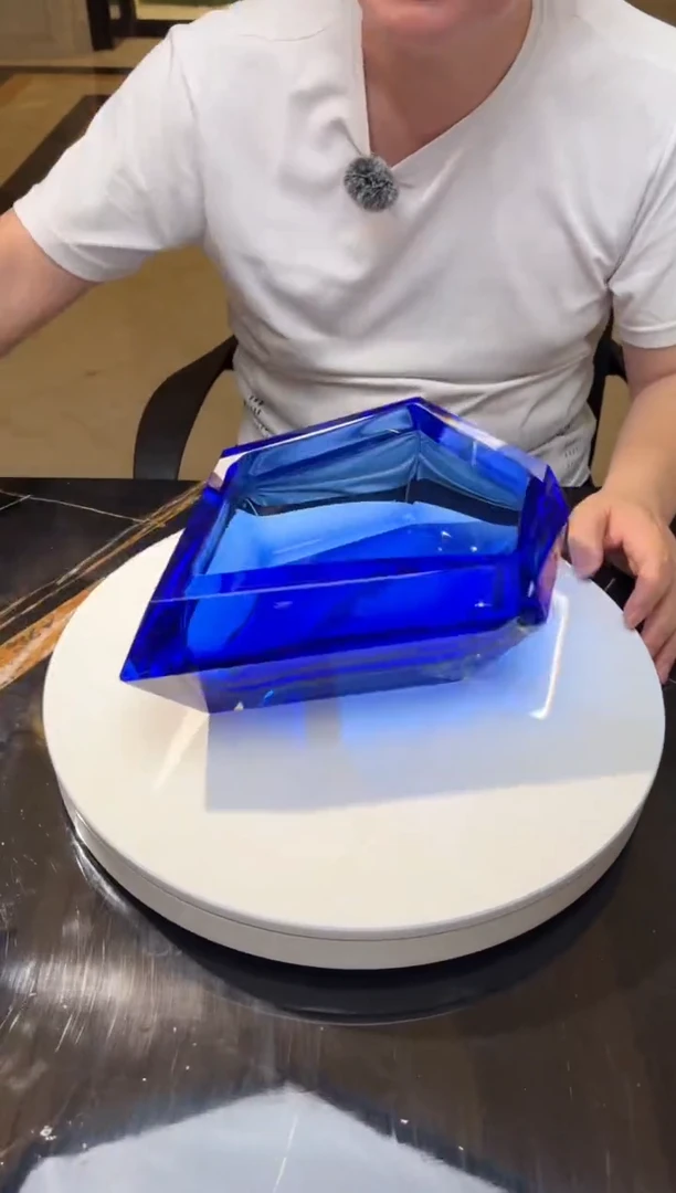 摆件AJ02034宝石蓝多切面果盘