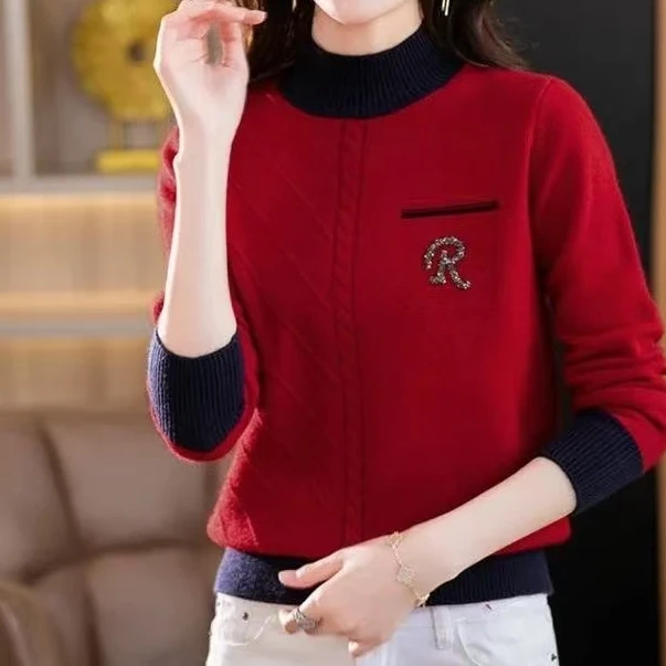 786【红   色R字母新款加厚针织衫】高级感气质针织女毛衣