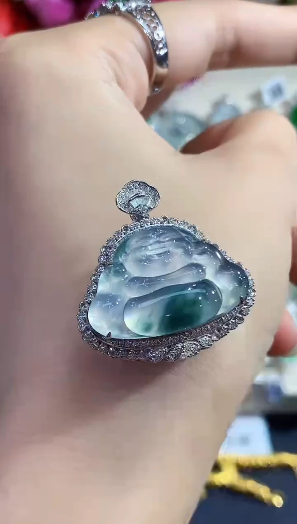 吊坠(不含链)18K金镶嵌翡翠B204