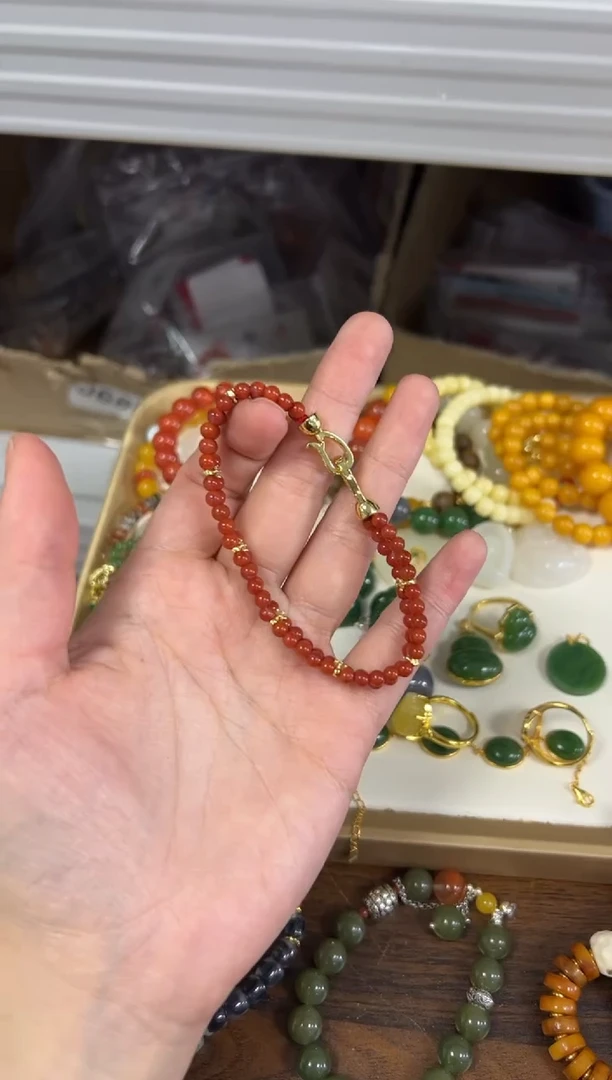 未镶嵌手链南红玛瑙南红玛瑙双排马蒂扣双层手链[51]