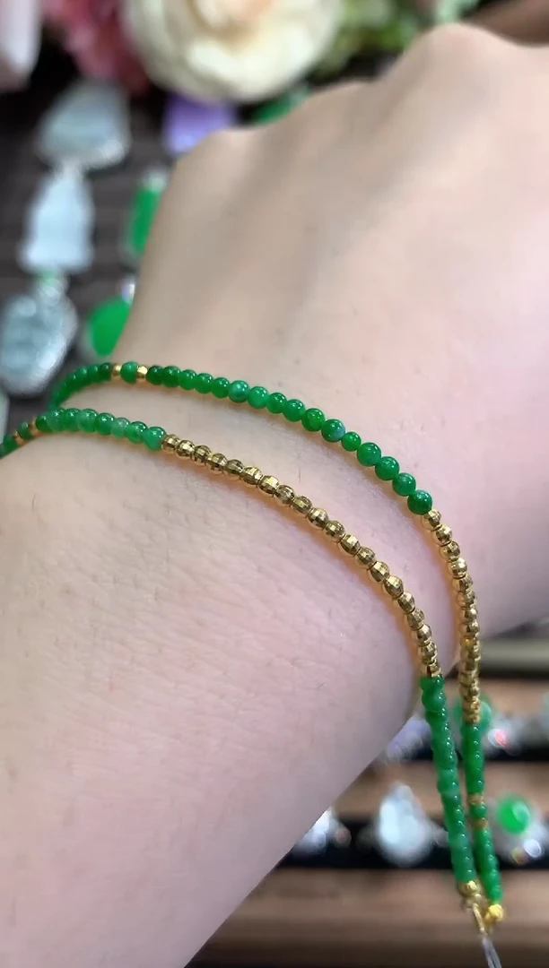 18K金镶嵌手链翡翠秋日珠宝多样性发货一件W104