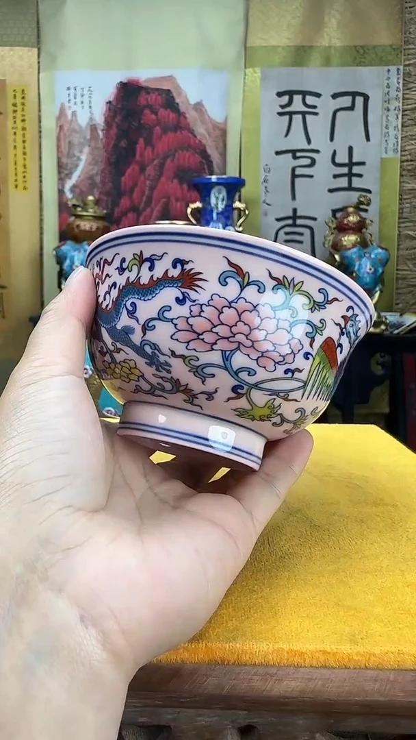 瓷片景德镇陶瓷龙凤碗