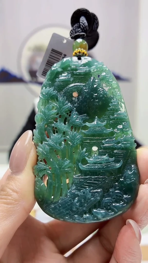 未镶嵌定制翡翠5160MM-毛货挂件87