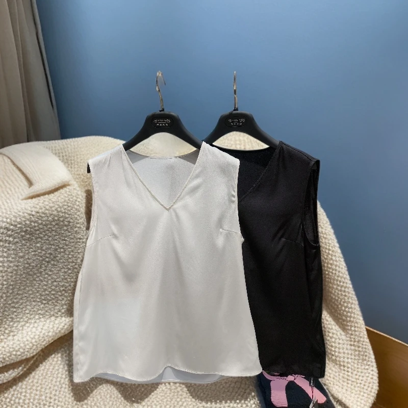 LINGZI/领姿通勤气质网红时尚休闲打底桑蚕丝百搭背心LZ360040
