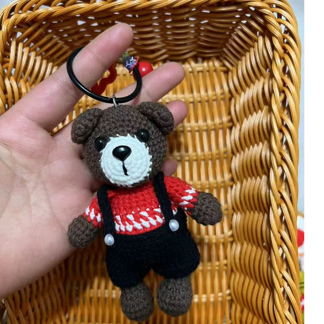 （成品）萌四线钩织复古小熊钥匙扣包包挂件