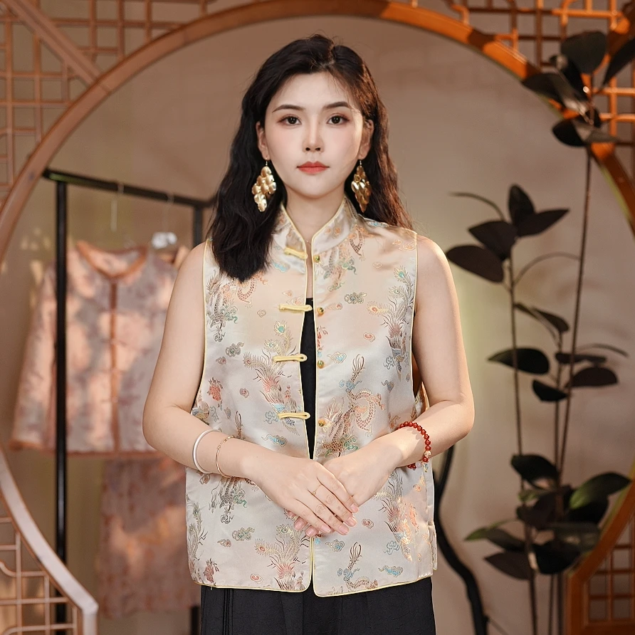 【斐韵】民族风新中式刺绣时尚气质百搭马甲8880