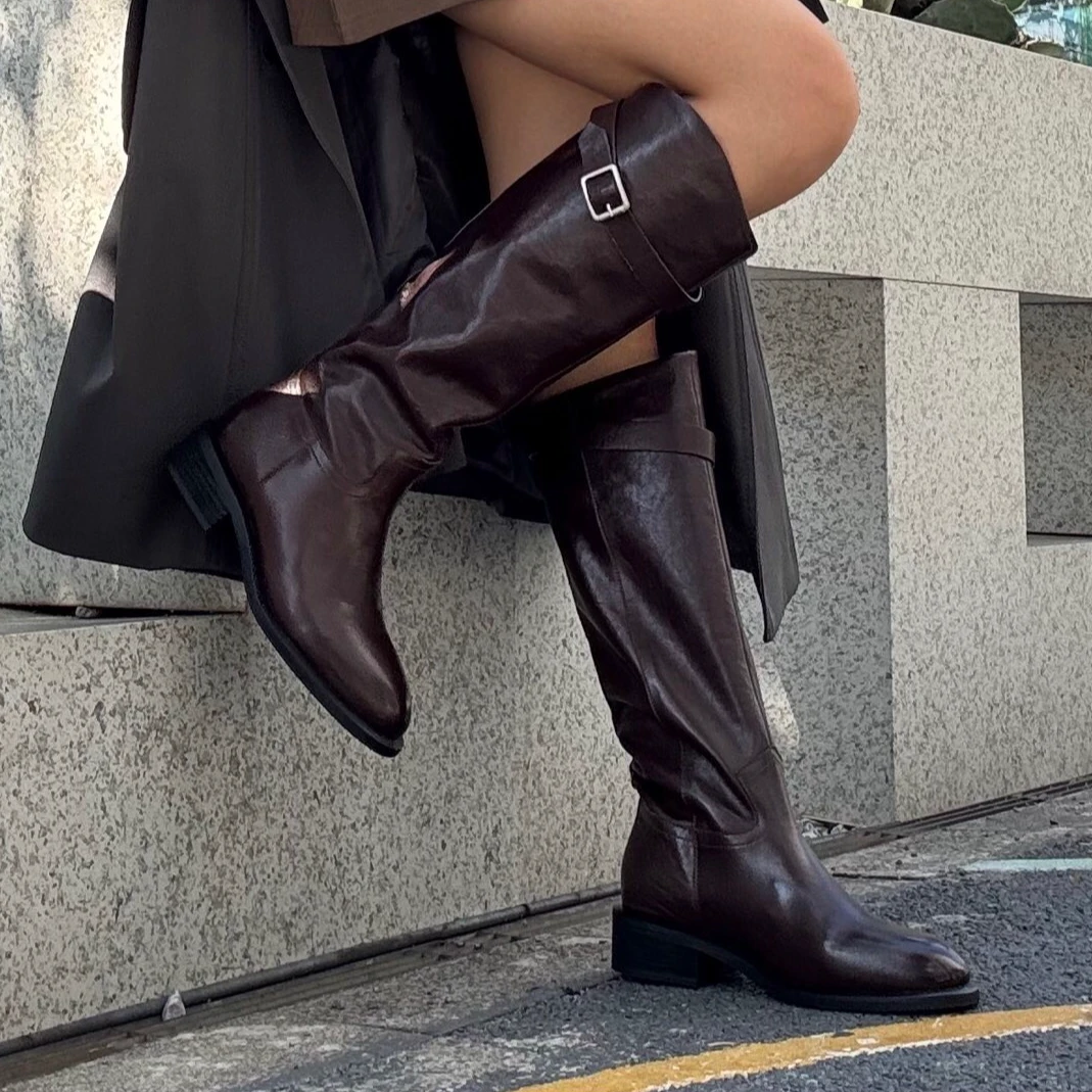 1105-5Q 新款 个性时尚百搭小众精致时髦显瘦气质款长筒骑士靴