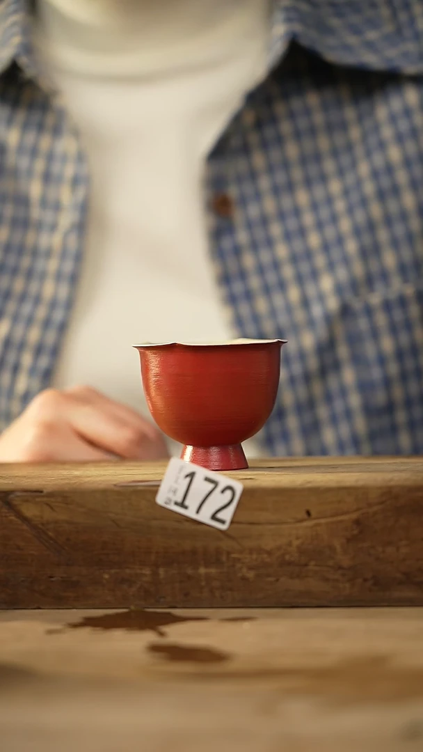 【闪购商品】瓷片粉引·宫墙红主人杯/设计师 牧渔 款