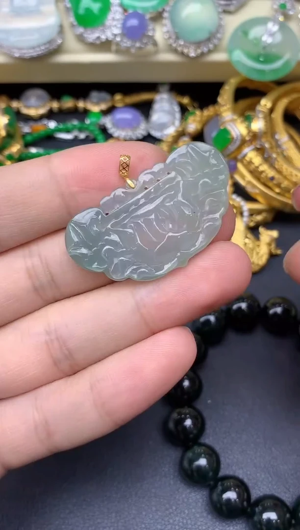 颈饰18K金镶嵌翡翠13-雪姐翡翠天天见