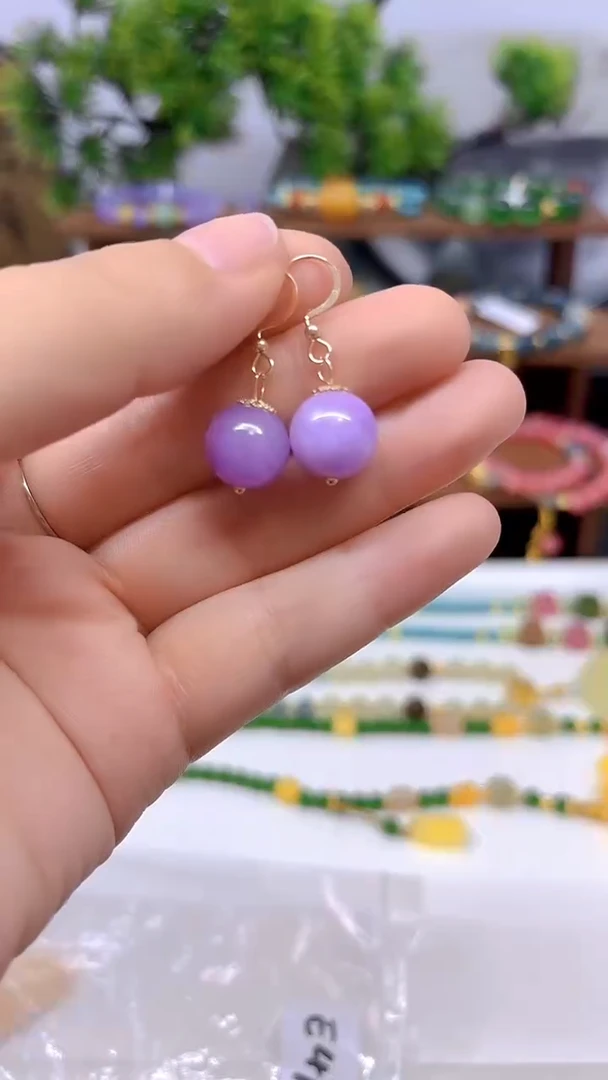 翡翠14K金镶嵌耳饰DIY款E497