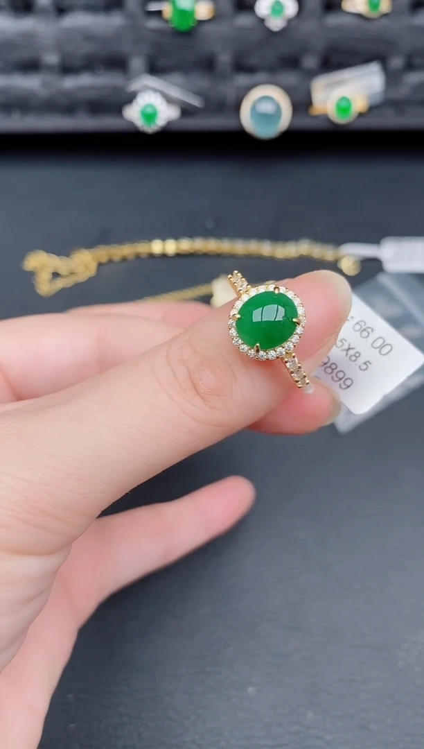 银S925镶嵌戒指翡翠天然a货翡翠275