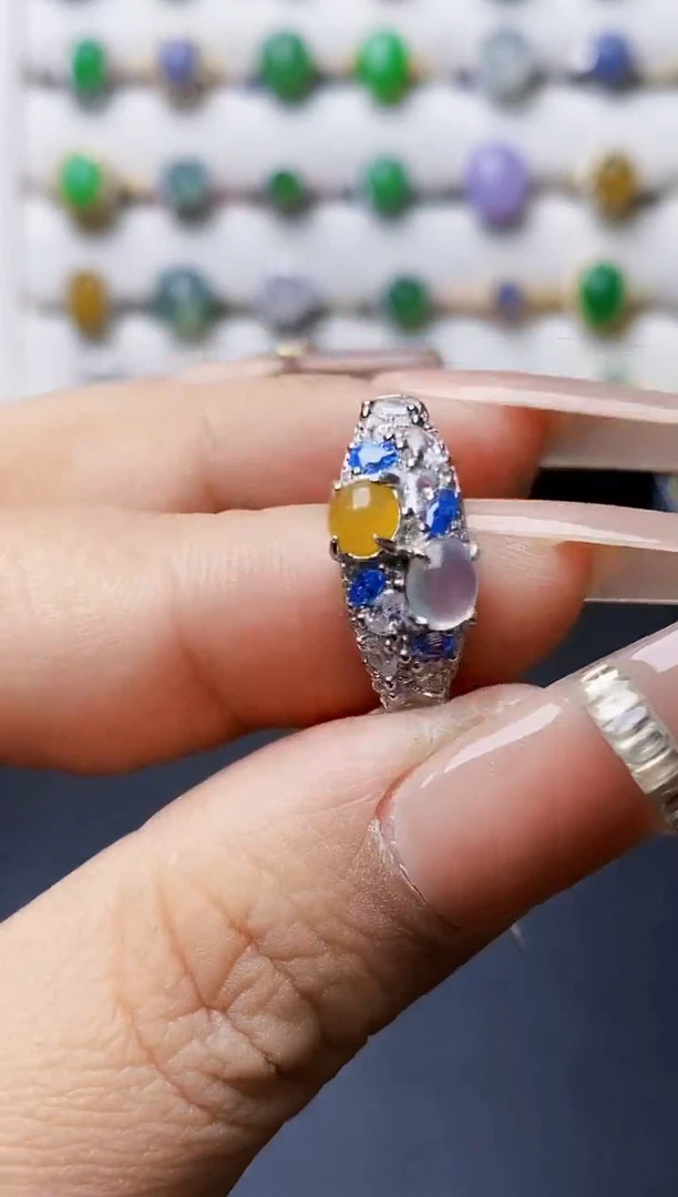 银S925镶嵌戒指翡翠3805