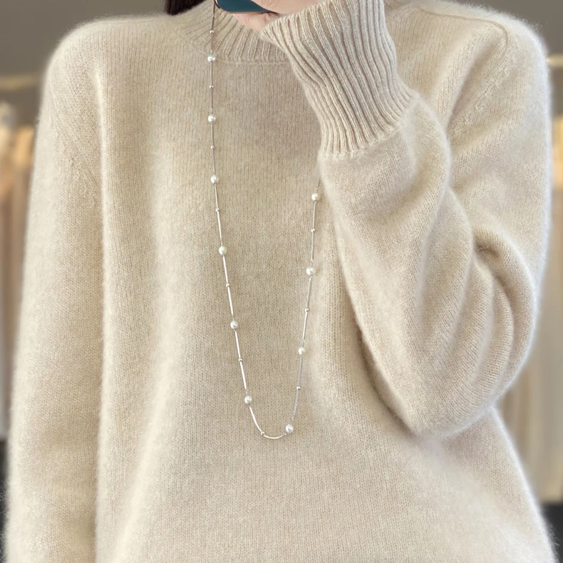 100纯羊毛衫圆领七针加厚百搭显瘦上衣D269清