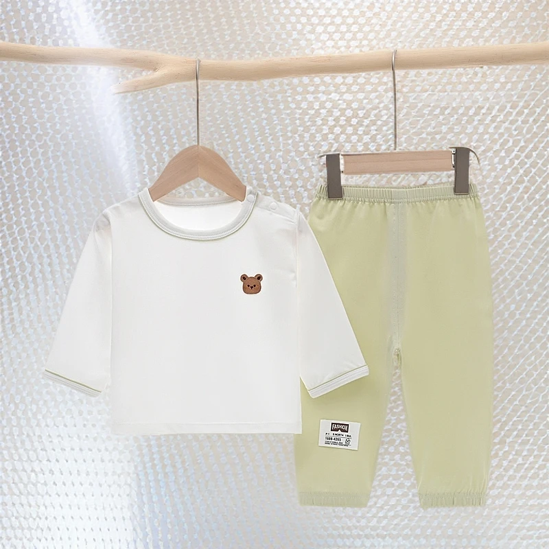 套装长袖兰精夏季家居服套装卡通风男童内衣套休闲风居家