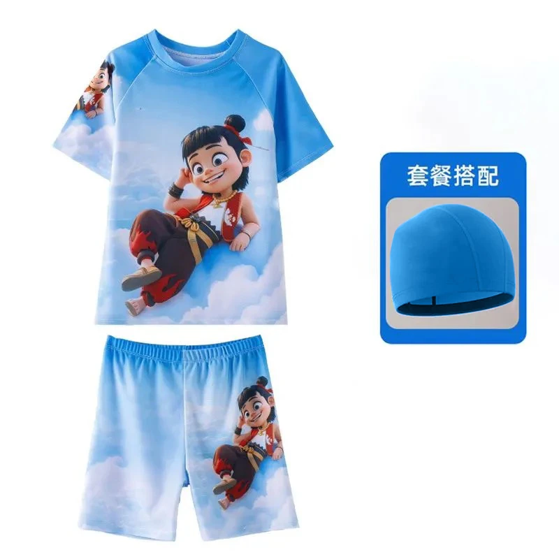 哪吒之魔童闹海敖丙男童宝宝卡通泳衣帅气分体速干防晒泳装套装潮