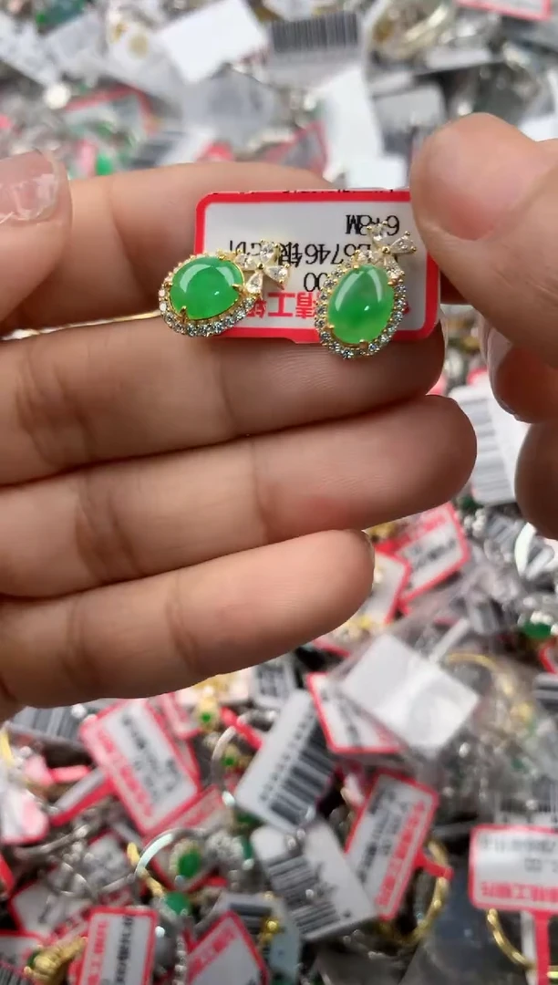 银S925镶嵌戒指翡翠222---2