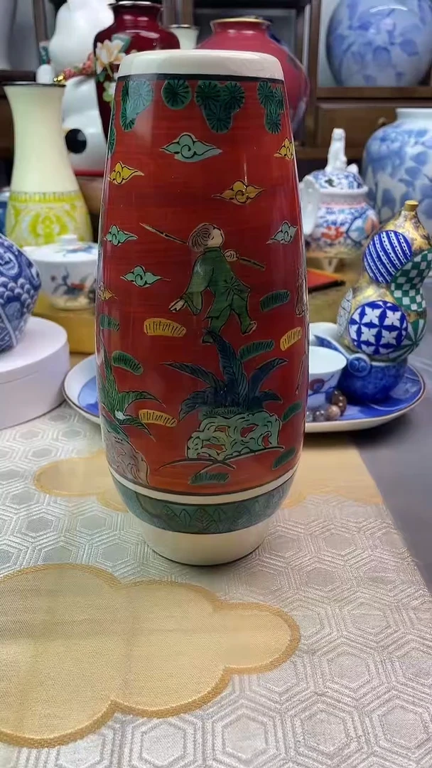 【闪购商品】盘九谷木米花瓶（微瑕）