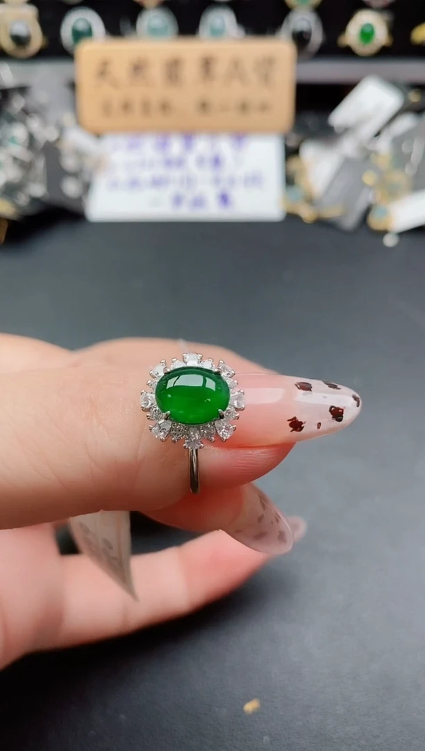 银S925镶嵌戒指翡翠1