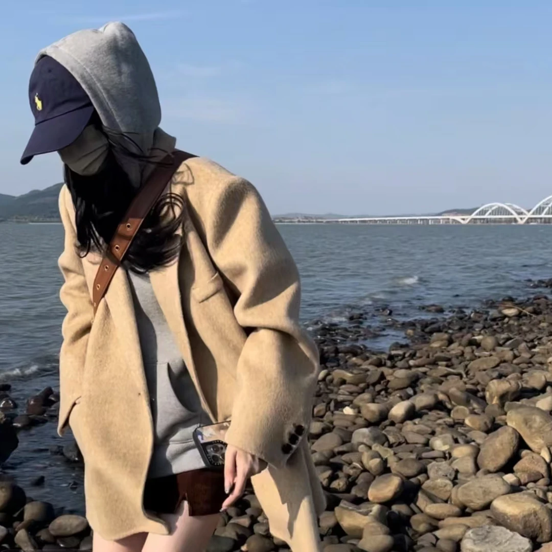 【冬日恋歌】24秋冬季新款西装韩版短款双面大衣女气质休闲