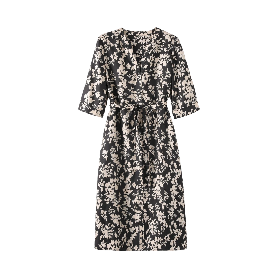 【YASHI】"维纳斯"25新款25斜纹绸100桑蚕丝连衣裙 QXX254-25763