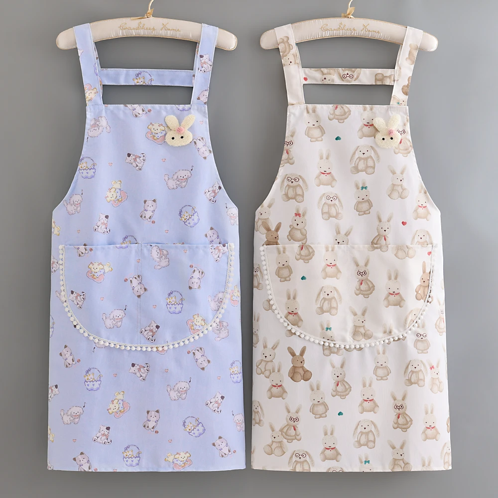 25年时尚简约卡通罩衣成人上班耐脏防油防污围裙餐饮男女款工作服