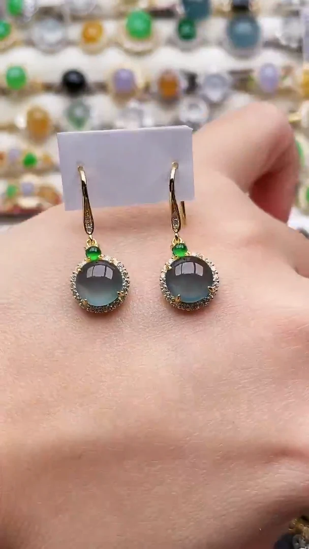 银S925镶嵌翡翠耳饰181