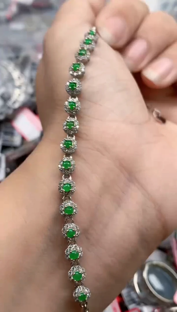 银S925镶嵌戒指翡翠可****ờ天然A货缅甸翡翠