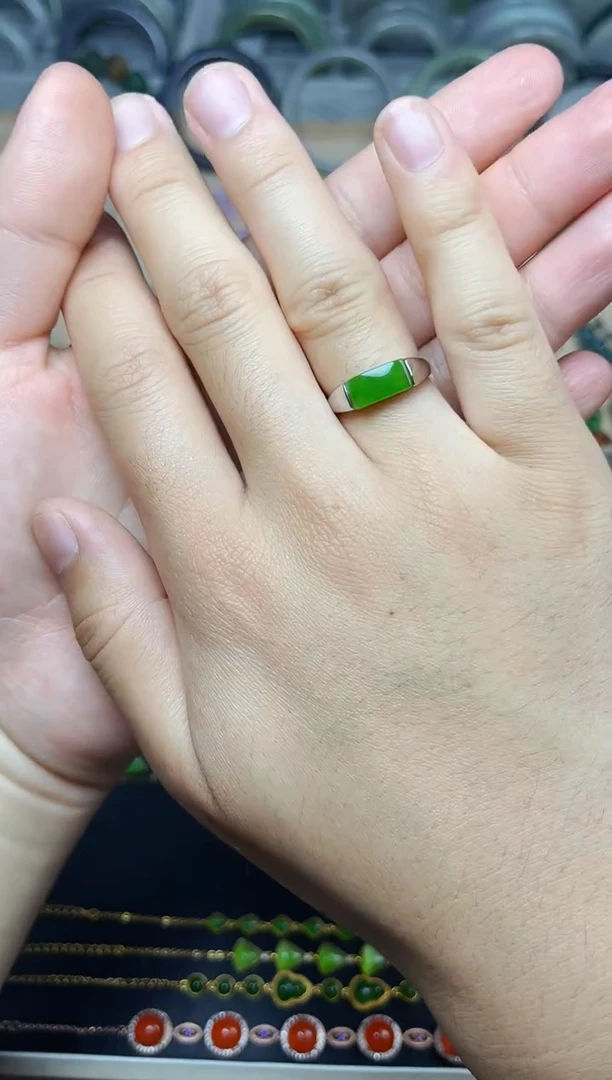 和田玉戒指银S925镶嵌06马鞍戒指