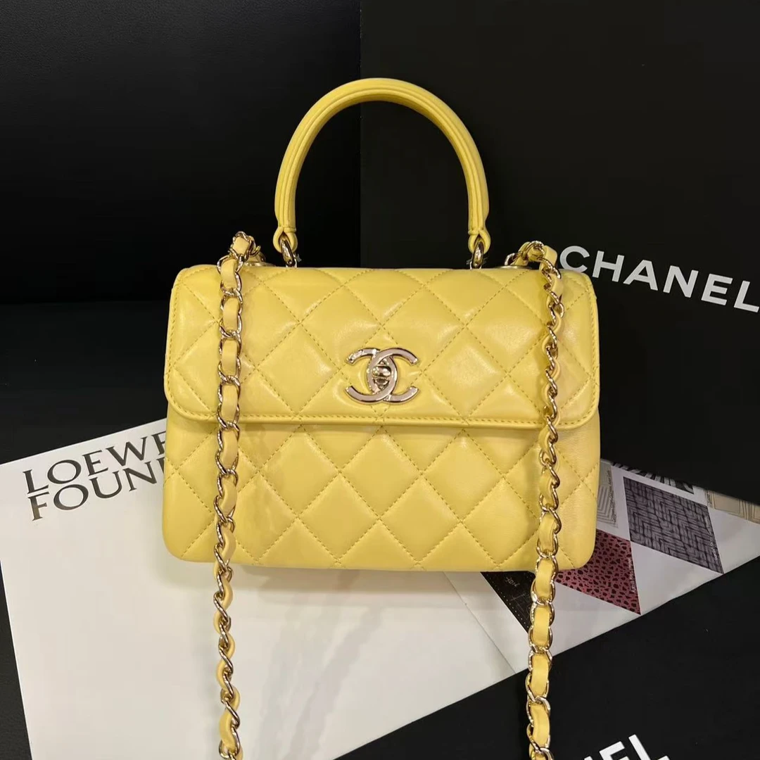 95新 Chanel/香奈儿 专柜价55700 25C小鸡黄mini trendy ccB5789