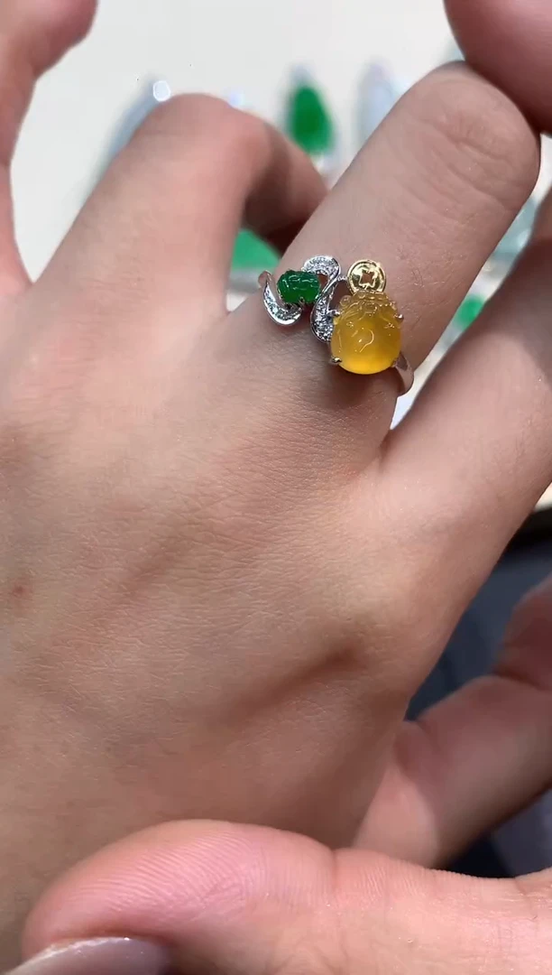 18K金镶嵌戒指翡翠E119|4800