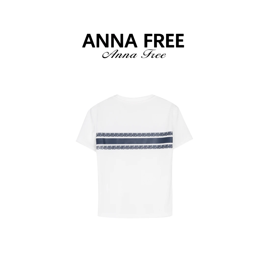 ANNA FREE 印花圆领短袖T恤舒适透气简约设计时尚百搭ZCT25246