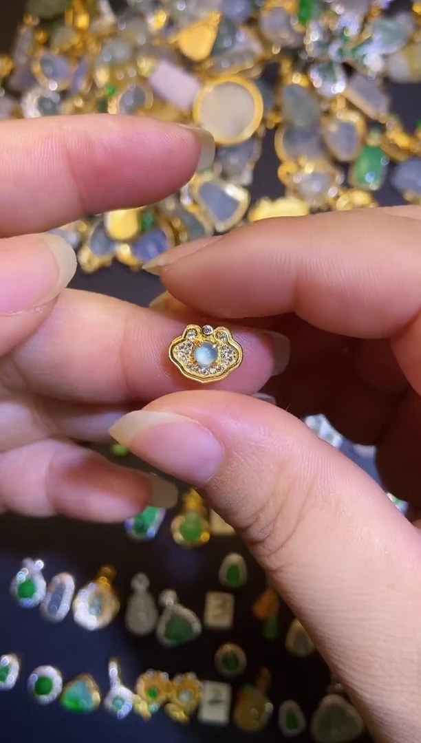 吊坠(不含链)银S925镶嵌翡翠1