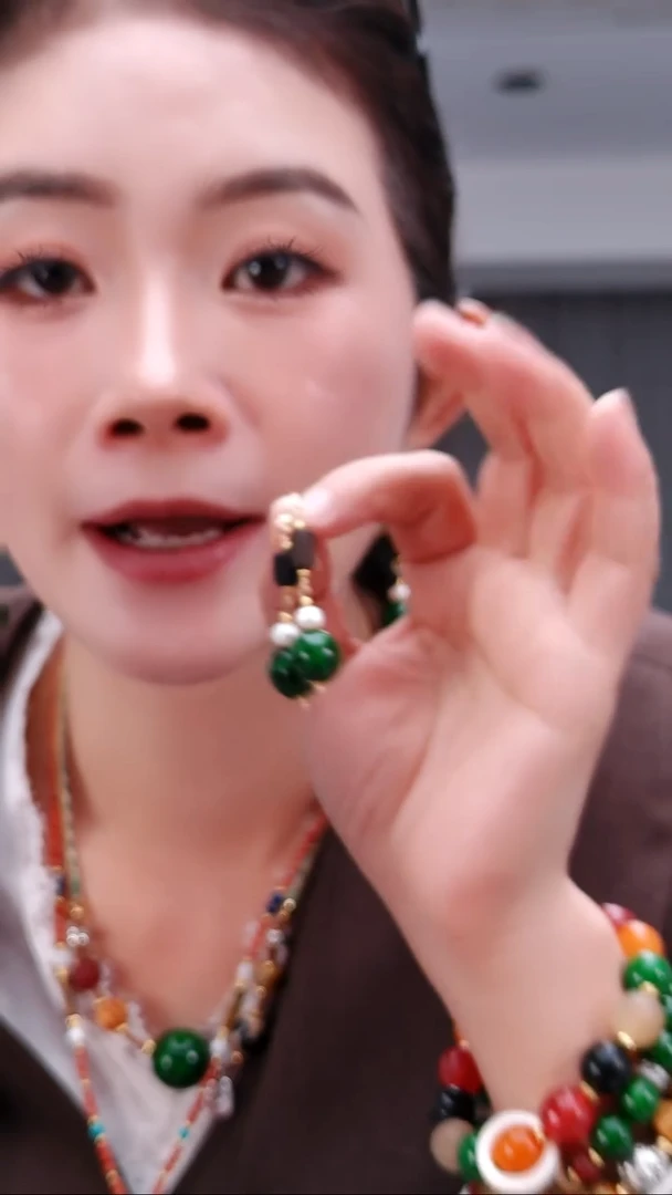 无合金2718绿单珠耳坠