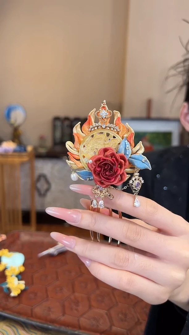刺绣非遗绒花（发饰）