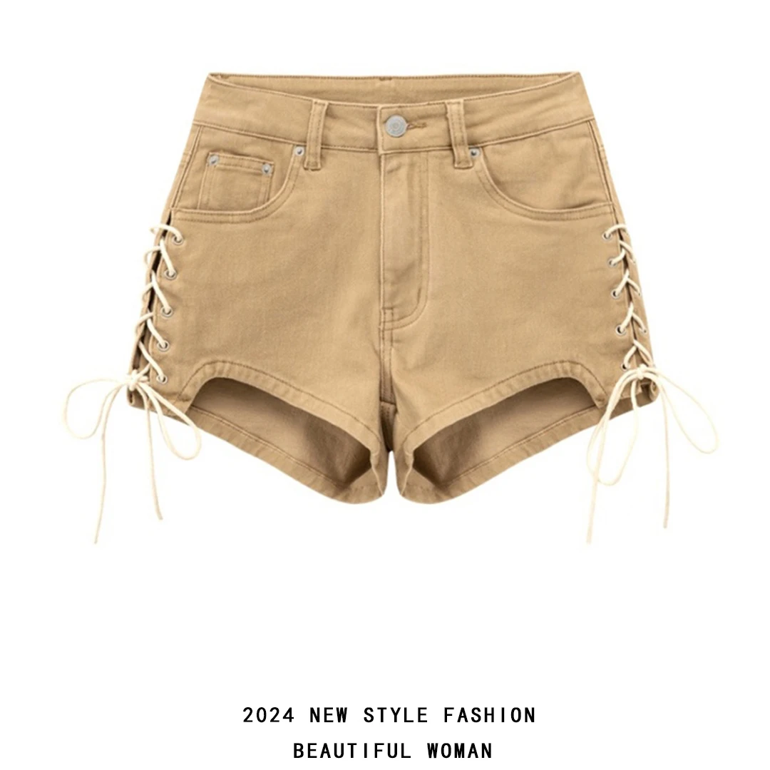 【现货】牛仔超短裤2025春夏季新款别致设计感小众高腰显瘦美式裤子
