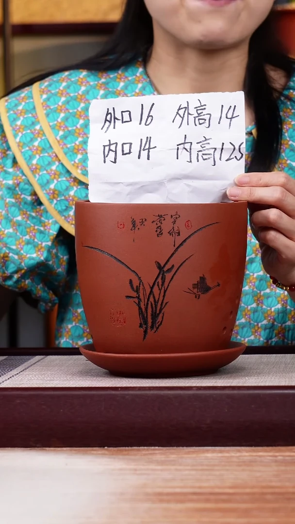 紫砂花盆清水泥君子兰2号一只带托