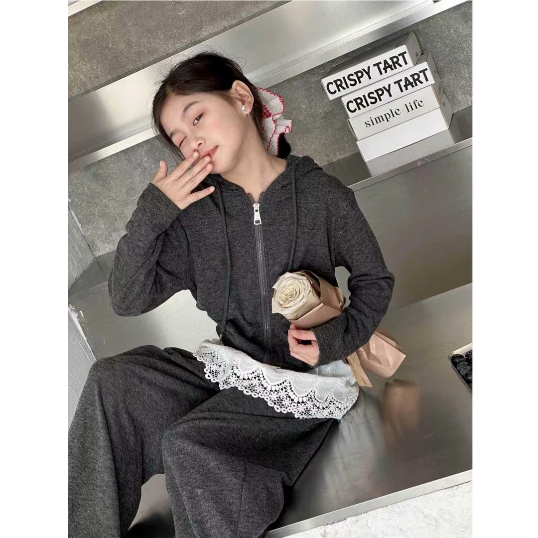 春季新款韩系女童套装儿童洋气两件套大童宽松休闲zb5431简约童品