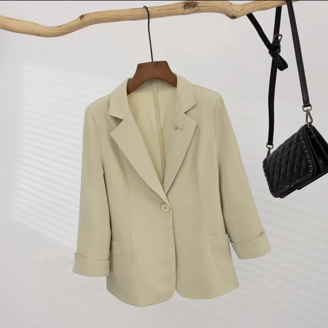 2025早春新款 时尚百搭气质休闲显瘦小个子八分袖小西服春夏春夏