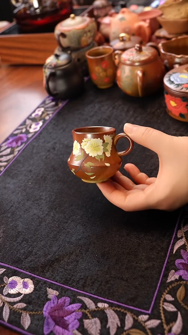 茶壶紫砂柴烧牡丹杯