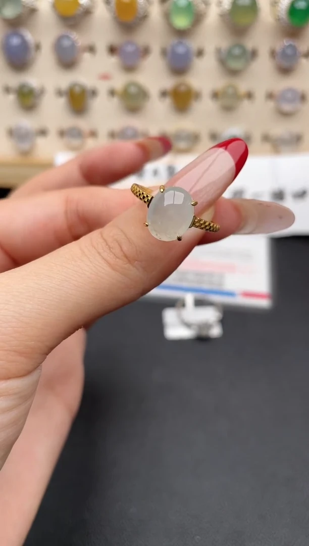 【闪购商品】翡翠戒指银S925镶嵌一物一证一礼盒