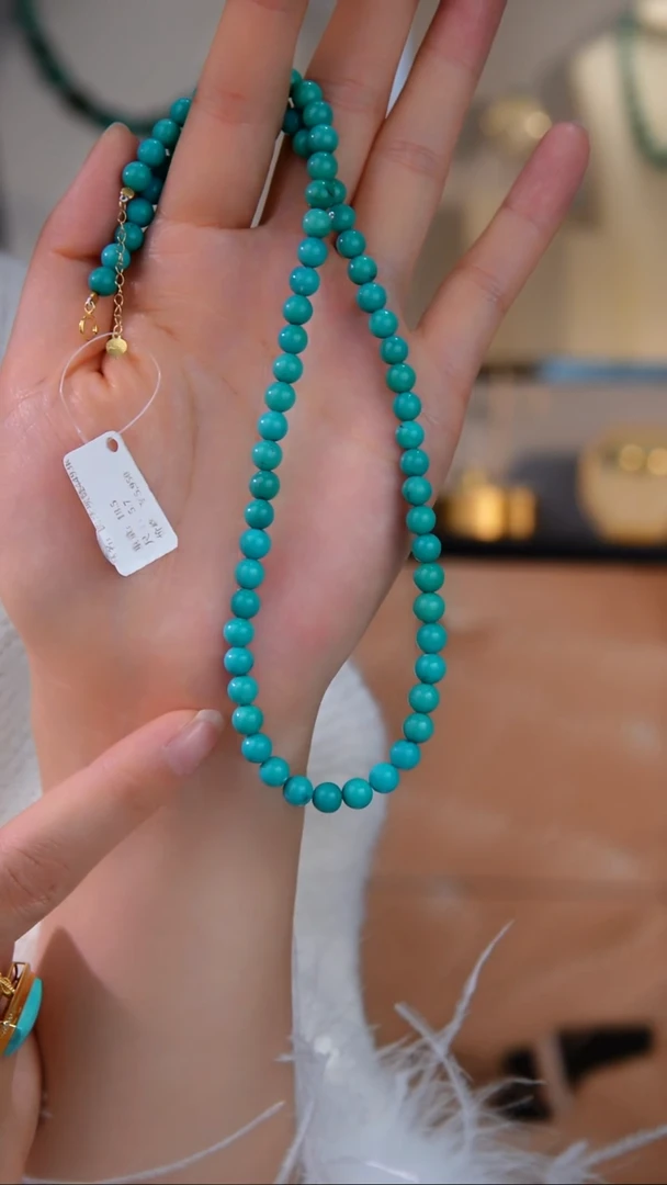 18K金镶嵌绿松石项链1