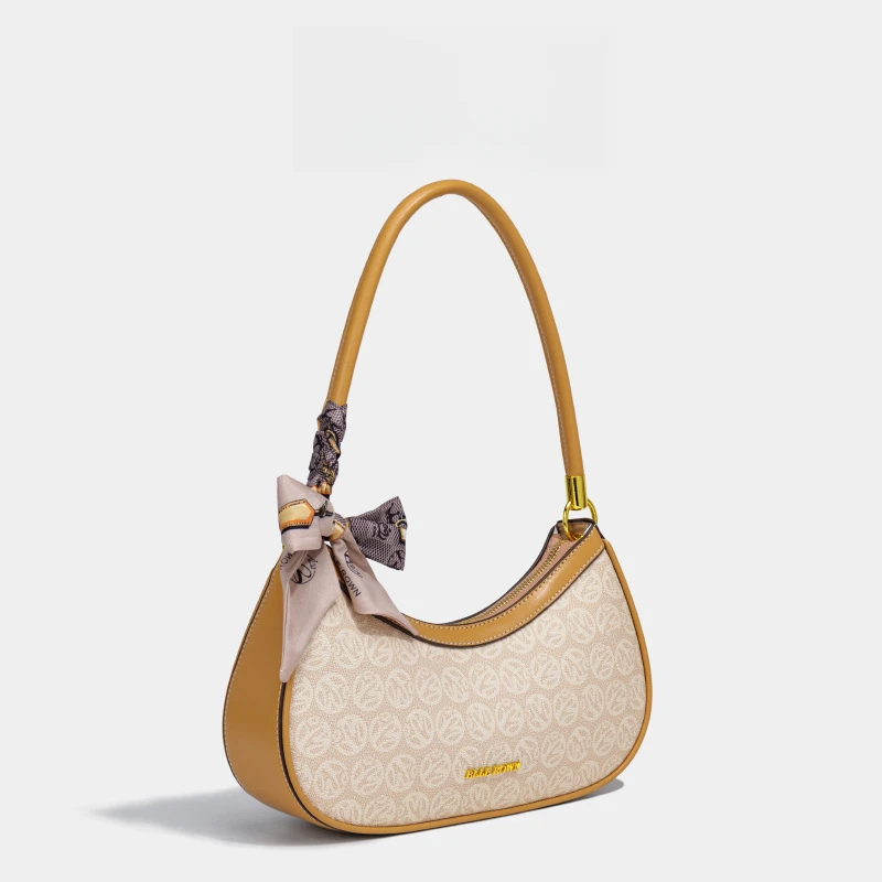 香港正品精选高级感腋下包女2026新款潮复古印花月牙包单肩法棍包